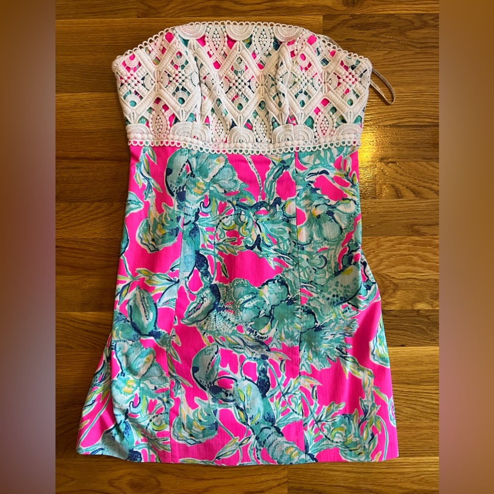 EUC Lilly Pulitzer Brynn Dress Raz Berry Lobsters in Love, size 4